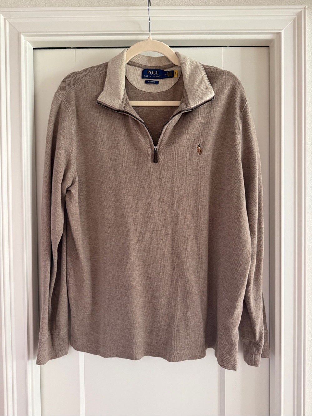 Polo Ralph Lauren Men’s Estate Rib Quarter Zip Pullover Taupe Size M